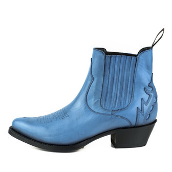 Mayura Boots Marilyn 2487 Blauw/ Dames Cowboy Western Fashion Enklelaars Spitse Neus Schuine Hak Elastiek Sluiting Echt Leer