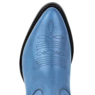 Mayura Boots Marilyn 2487 Blauw/ Dames Cowboy Western Fashion Enklelaars Spitse Neus Schuine Hak Elastiek Sluiting Echt Leer