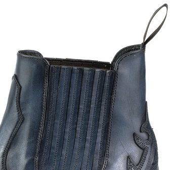 Mayura Boots Marilyn 2487 Marine Blauw/ Dames Cowboy Western Fashion Enklelaars Spitse Neus Schuine Hak Elastiek Sluiting Echt Leer