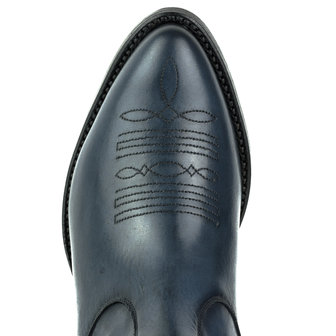 Mayura Boots 2487 Marine Blauw/ Dames Cowboy Western Fashion Enklelaars Spitse Neus Schuine Hak Elastiek Sluiting Echt Leer