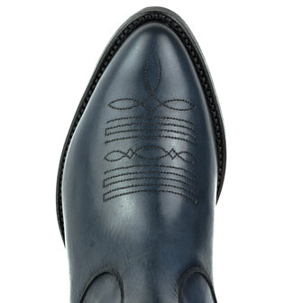 Mayura Boots Marilyn 2487 Marine Blauw/ Dames Cowboy Western Fashion Enklelaars Spitse Neus Schuine Hak Elastiek Sluiting Echt Leer