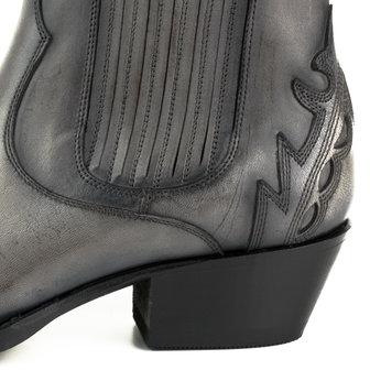 Mayura Boots Marilyn 2487 Grijs/ Dames Cowboy Western Fashion Enklelaars Spitse Neus Schuine Hak Elastiek Sluiting Echt Leer