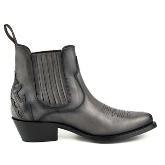Mayura Boots Marilyn 2487 Grijs/ Dames Cowboy Western Fashion Enklelaars Spitse Neus Schuine Hak Elastiek Sluiting Echt Leer
