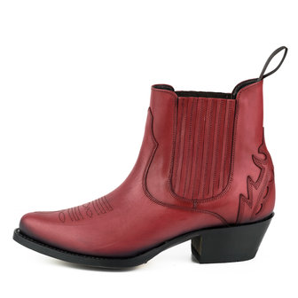 Mayura Boots Marilyn 2487 Rood/ Dames Cowboy Western Fashion Enklelaars Spitse Neus Schuine Hak Elastiek Sluiting Echt Leer