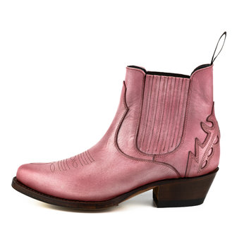 Mayura Boots Marilyn 2487 Roze/ Dames Cowboy Western Fashion Enklelaars Spitse Neus Schuine Hak Elastiek Sluiting Echt Leer