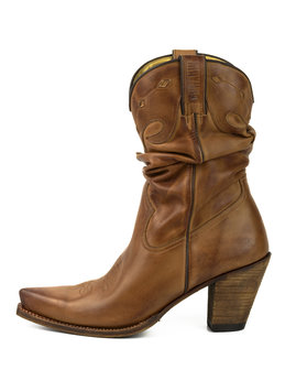 Mayura Boots 1952 Bruin/ Western Fashion Dames Spitse Cowboylaarzen Hoge Hak Gezakte Schacht Soepel Leer