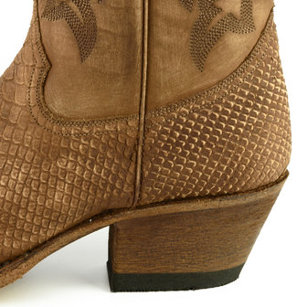 Mayura Boots Alabama 2524 Cognac Lavado/ Women Western Boot Python Print Pointed Toe 5 cm Heel High Shaft Genuine Leather Heel