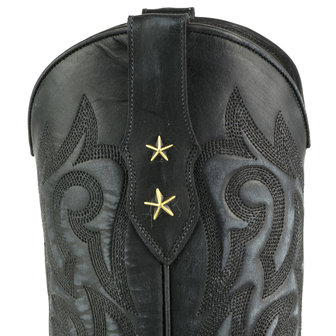 Mayura Boots Alabama 2524 Zwart Lavado/ Dames Westernlaars Pythonprint Spitse Neus 5 cm Hak Hoge Schacht Echt Leer Detail Sterr