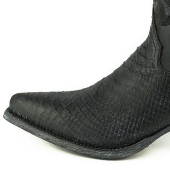 Mayura Boots Alabama 2524 Zwart Lavado/ Dames Westernlaars Pythonprint Spitse Neus 5 cm Hak Hoge Schacht Echt Leer Neus