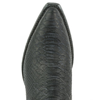 Mayura Boots Alabama 2524 Zwart Lavado/ Dames Westernlaars Pythonprint Spitse Neus 5 cm Hak Hoge Schacht Echt Leer Bovenaanzich