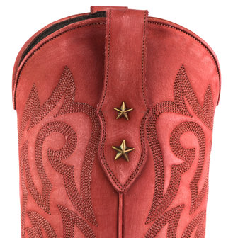 Mayura Boots Alabama 2524 Rood Lavado/ Dames Westernlaars Pythonprint Spitse Neus 5 cm Hak Hoge Schacht Echt Leer Schacht