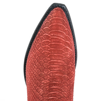 Mayura Boots Alabama 2524 Rood Lavado/ Dames Westernlaars Pythonprint Spitse Neus 5 cm Hak Hoge Schacht Echt Leer Bovenaanzicht