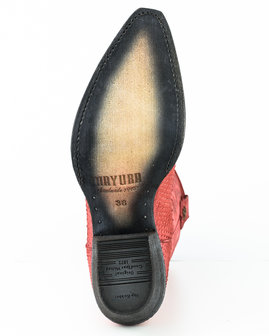 Mayura Boots Alabama 2524 Rood Lavado/ Dames Westernlaars Pythonprint Spitse Neus 5 cm Hak Hoge Schacht Echt Leer Zool