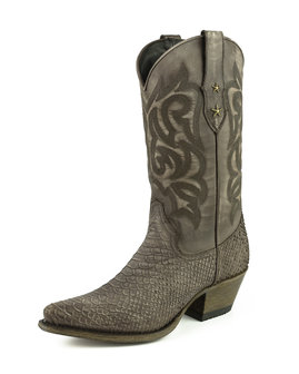 Mayura Boots Alabama 2524 Bruin Lavado/ Dames Westernlaars Pythonprint Spitse Neus 5 cm Hak Hoge Schacht Echt Leer