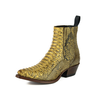 Mayura Boots 2496P Naturel/ Python Dames Western Enkellaarzen Spitse Neus Cowboyhak Elastiek Sluiting Echt Leer