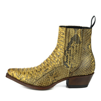 Mayura Boots 2496P Naturel/ Python Dames Western Enkellaarzen Spitse Neus Cowboyhak Elastiek Sluiting Echt Leer