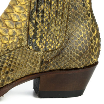 Mayura Boots 2496P Naturel/ Python Dames Western Enkellaarzen Spitse Neus Cowboyhak Elastiek Sluiting Echt Leer