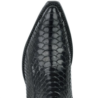 Mayura Boots 2496P Zwart/ Python Dames Western Enkellaarzen Spitse Neus Cowboyhak Elastiek Sluiting Echt Leer