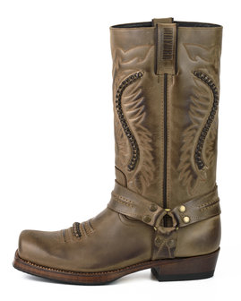 Mayura Boots 02 Bruin/ Biker Western Dames Heren laarzen Vierkante Neus Vast Spoor Vlechtwerk Oliebestendige Zool