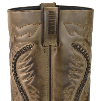 Mayura Boots 02 Bruin/ Biker Western Dames Heren laarzen Vierkante Neus Vast Spoor Vlechtwerk Oliebestendige Zool