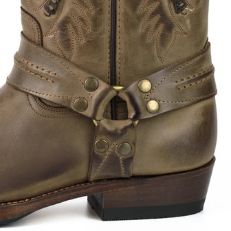 Mayura Boots 02 Bruin/ Biker Western Dames Heren laarzen Vierkante Neus Vast Spoor Vlechtwerk Oliebestendige Zool