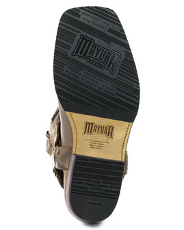 Mayura Boots 2 Bruin/ Biker Western Dames Heren laarzen Vierkante Neus Vast Spoor Vlechtwerk Oliebestendige Zool