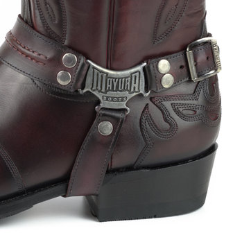 Mayura Boots Indian 2471 Bordeaux/ Cowboy Biker Laarzen Heren Vierkante Neus Platte Hak Afneembaar Spoor Echt Leer