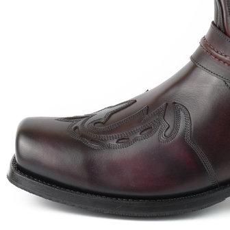 Mayura Boots Indian 2471 Bordeaux/ Cowboy Biker Laarzen Heren Vierkante Neus Platte Hak Afneembaar Spoor Echt Leer