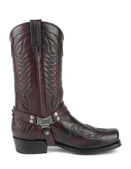 Mayura Boots Indian 2471 Bordeaux/ Cowboy Biker Laarzen Heren Vierkante Neus Platte Hak Afneembaar Spoor Echt Leer