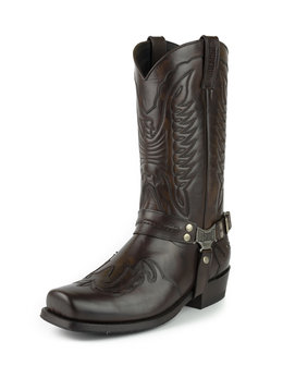 Mayura Boots Indian 2471 Kastanje/ Cowboy Biker Laarzen Heren Vierkante Neus Platte Hak Afneembaar Spoor Echt Leer