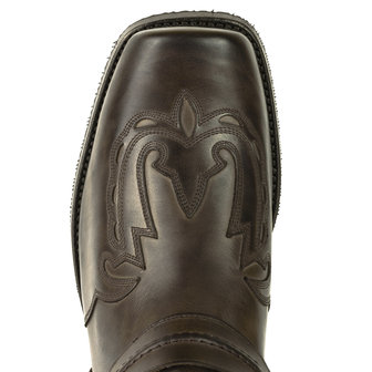 Mayura Boots Indian 2471 Bruin/ Cowboy Biker Laarzen Heren Vierkante Neus Platte Hak Afneembaar Spoor Echt Leer