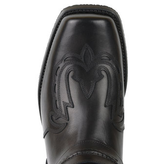 Mayura Boots Indian 2471 Zwart/ Cowboy Biker Laarzen Heren Vierkante Neus Platte Hak Afneembaar Spoor Echt Leer