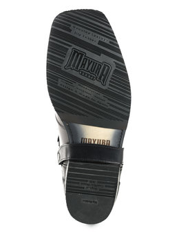 Mayura Boots Indian 2471 Zwart/ Cowboy Biker Laarzen Heren Vierkante Neus Platte Hak Afneembaar Spoor Echt Leer