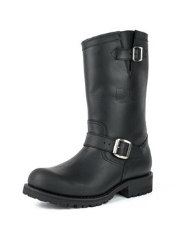 Mayura Boots 18 Zwart/ Biker Dames Heren Motorlaarzen Ronde Neus Anti Slip Zool Echt leer