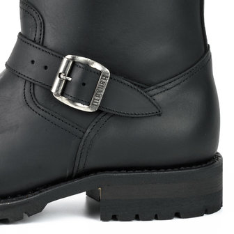 Mayura Boots 18 Zwart/ Biker Dames Heren Motorlaarzen Ronde Neus Anti Slip Zool Echt leer