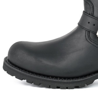 Mayura Boots 18 Zwart/ Biker Dames Heren Motorlaarzen Ronde Neus Anti Slip Zool Echt leer