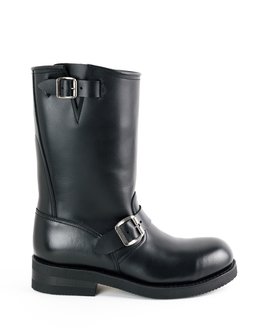 Mayura Boots 1590 Zwart/ Biker Motorlaarzen Heren Ronde Stalen Neus Anti Slip Zool Echt leer