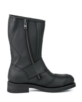 Mayura Boots 1594 Zwart/ Biker Motorlaarzen Dames Heren Ronde Stalen Neus Anti Slip Zool Echt leer