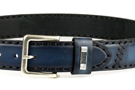 Mayura Riem 925 Blauw Cowboy Western 4 cm Brede Jeans Riem Verwisselbare Gesp Glad leder