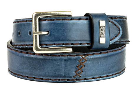 Mayura Riem 925 Jeans Blauw Cowboy Western 4 cm Brede Jeans Riem Verwisselbare Gesp Glad leder