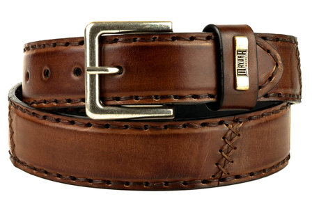 Mayura Riem 925 Cognac Cowboy Western 4 cm Brede Jeans Riem Verwisselbare Gesp Glad leder