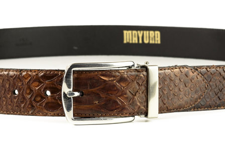 Mayura Riem 810P Cognac Python 3.5cm Breed Verwisselbare Gesp