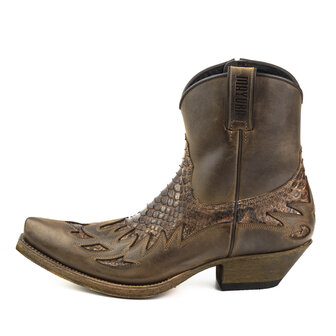 Mayura Boots 12 Bruin/ Kastanje Python Cowboy Western Heren Enkellaars Spitse Neus Schuine Hak Rits Waxed Leather