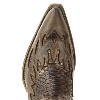 Mayura Boots 12 Bruin/ Kastanje Python Cowboy Western Heren Enkellaars Spitse Neus Schuine Hak Rits Waxed Leather