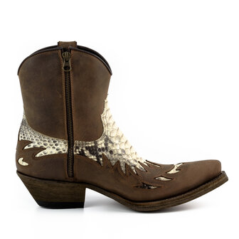 Mayura Boots 12M Bruin/ Natural Python Cowboy Western Heren Enkellaars Spitse Neus Schuine Hak Rits Waxed Leather