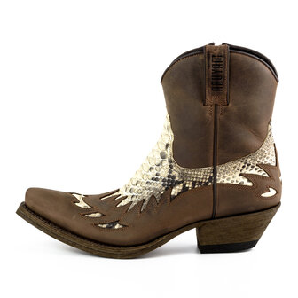 Mayura Boots 12U Bruin/ Natural Python-Dames Heren Cowboy Western Enkellaars Spitse Neus Schuine Hak Rits Waxed Leather