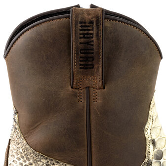 Mayura Boots 12U Bruin/ Natural Python-Dames Heren Cowboy Western Enkellaars Spitse Neus Schuine Hak Rits Waxed Leather