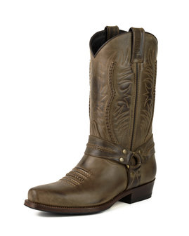 Mayura Boots 07 Bruin/ Motor Biker Western Dames Heren Spitse Laarzen Vlechtwerk Vast Spoor Gewaxt Leer