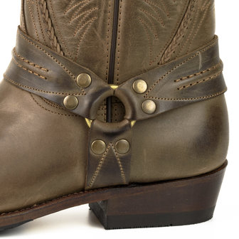 Mayura Boots 07 Bruin/ Motor Biker Western Dames Heren Spitse Laarzen Vlechtwerk Vast Spoor Gewaxt Leer