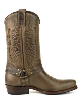 Mayura Boots 07 Bruin/ Motor Biker Western Dames Heren Spitse Laarzen Vlechtwerk Vast Spoor Gewaxt Leer